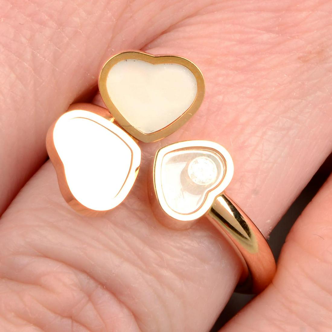 An 18ct gold free-moving diamond and mother-of-pearl 'Happy Hearts Wings' ring, by Chopard.Diamond (1 of 5)