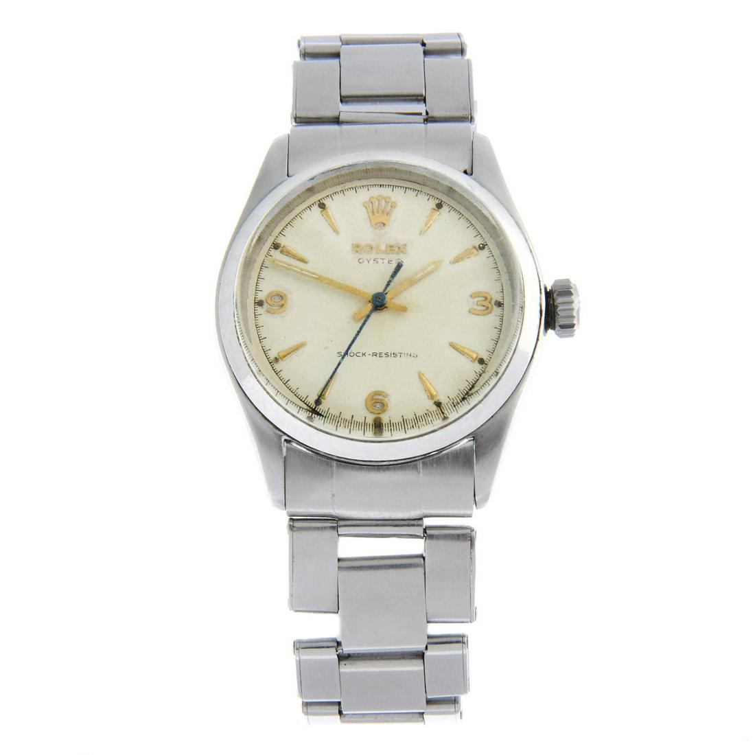 ROLEX - an Oyster bracelet. Stainless steel case. Circa 1963. Case width 34mm. Reference 6282, (1 of 5)