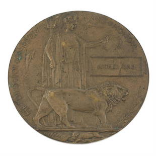 Great War, bronze Memorial Plaque.: Great War, bronze Memorial Plaque, named to 'Arthur King'. Condition Report: Sold without provenance or r