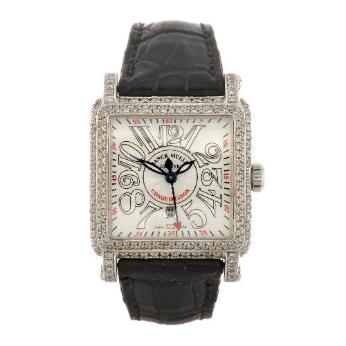 A stainless steel automatic gentleman's Franck Mull: FRANCK MULLER - a stainless steel automatic gentleman's Conquistador Cortez wrist watch, the silvered guilloche effect dial with hourly applied luminous Arabic markers, date aperture set to six o'cloc