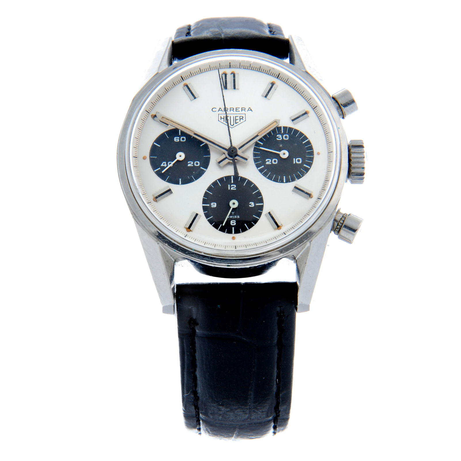 Heuer - a Carrera chronograph wrist watch. Stainless steel case. Case width 35mm. Reference 2447, (1 of 5)
