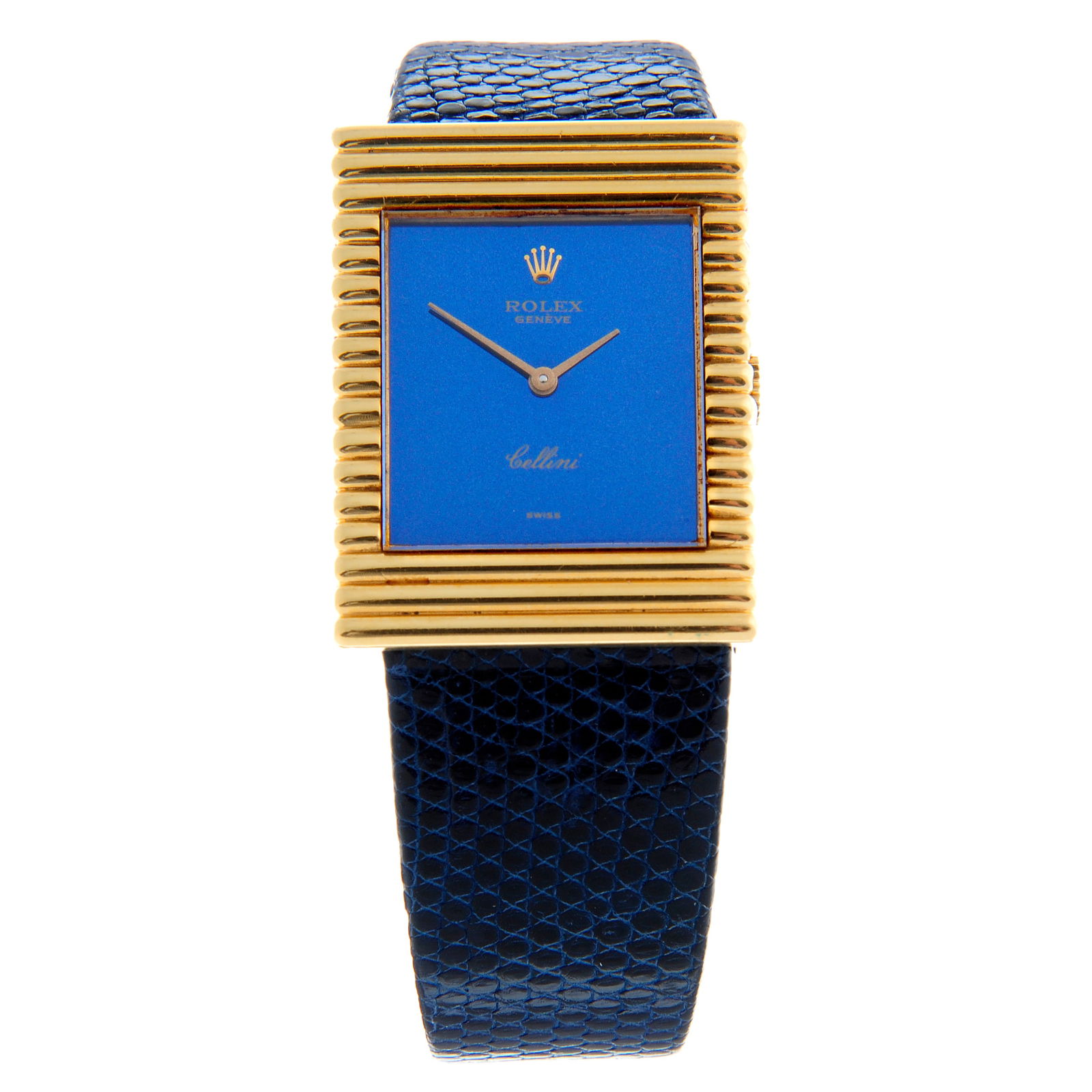 Rolex - a Cellini wrist watch. Yellow metal case stamped 18K with poincon. Case width 25mm. (1 of 6)