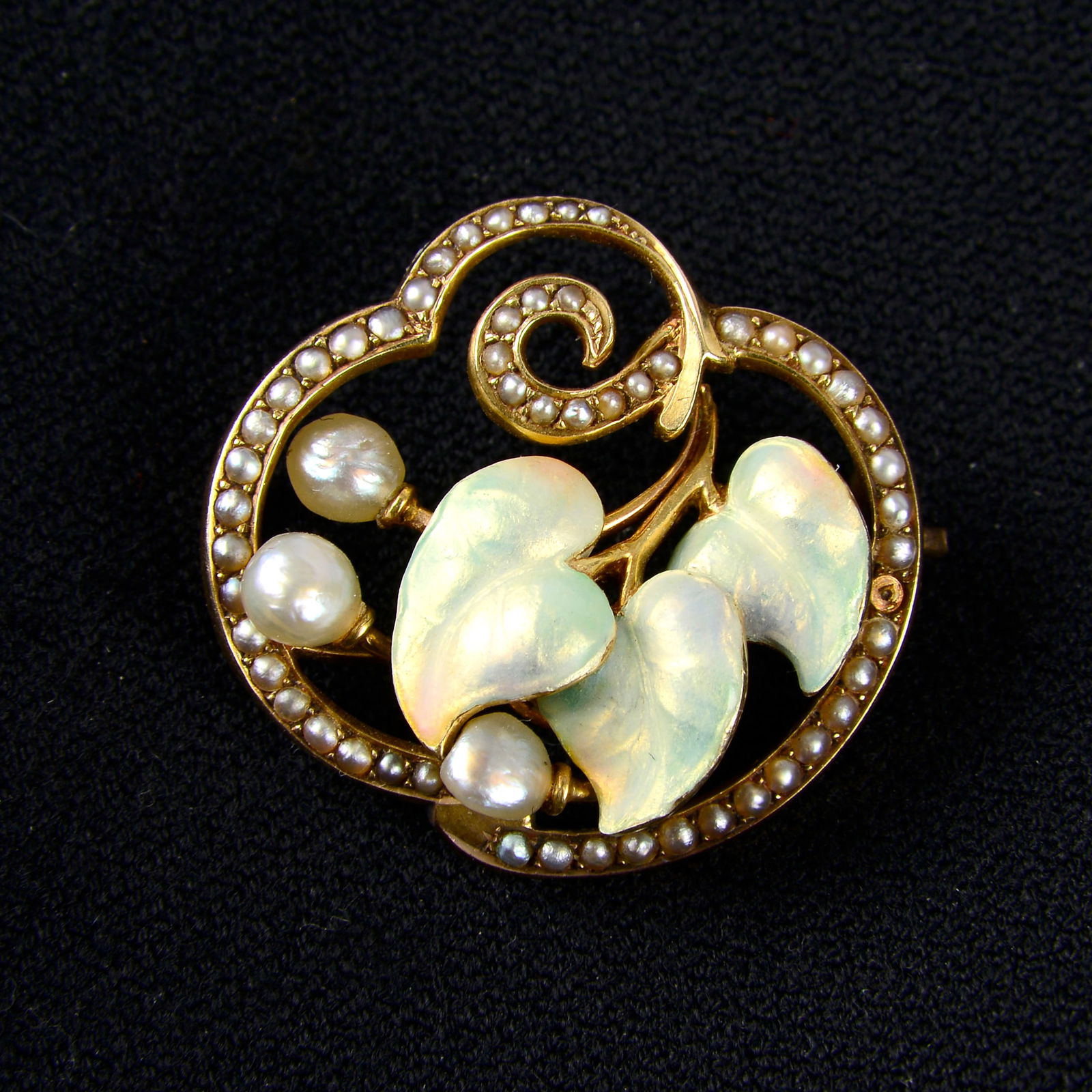 Art Nouveau 15ct gold, enamel and gem brooch (1 of 3)