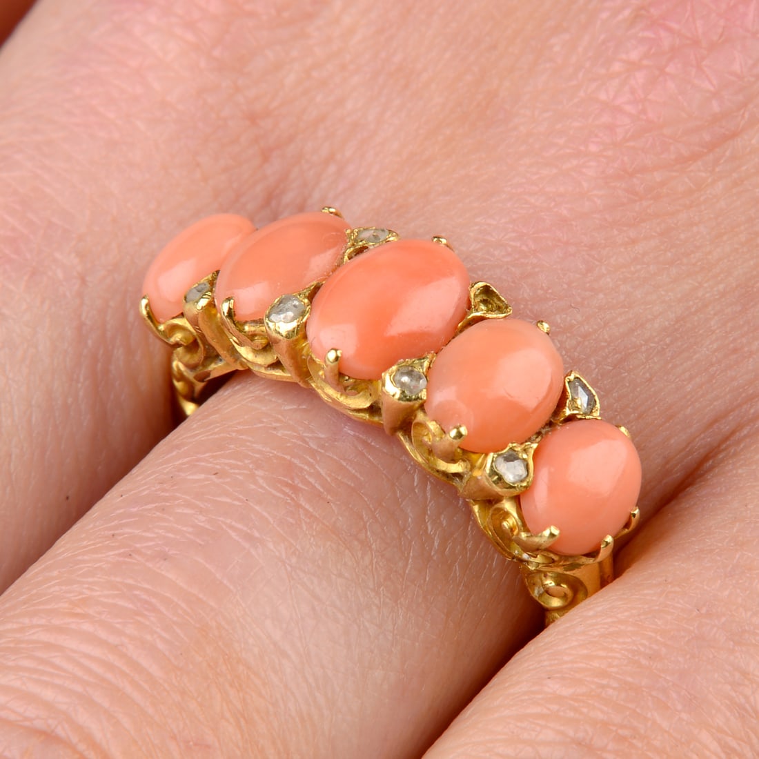 Late Victorian 18ct gold coral ring (1 of 5)