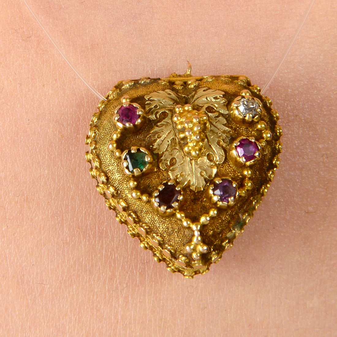 Georgian gold gem 'Regard' acrostic heart locket (1 of 4)