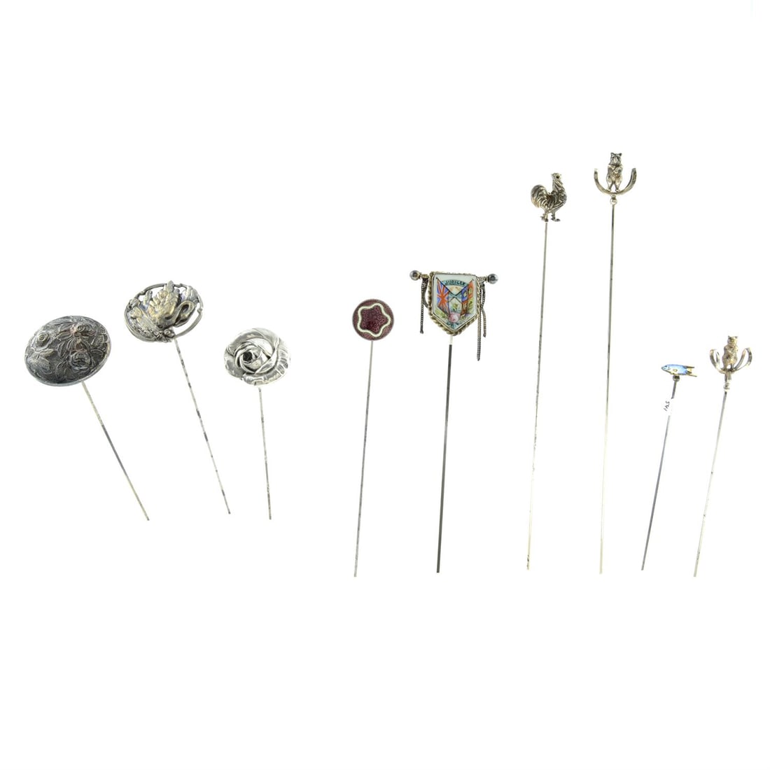 Assorted Early 20th Century Silver Hat Pins Auction