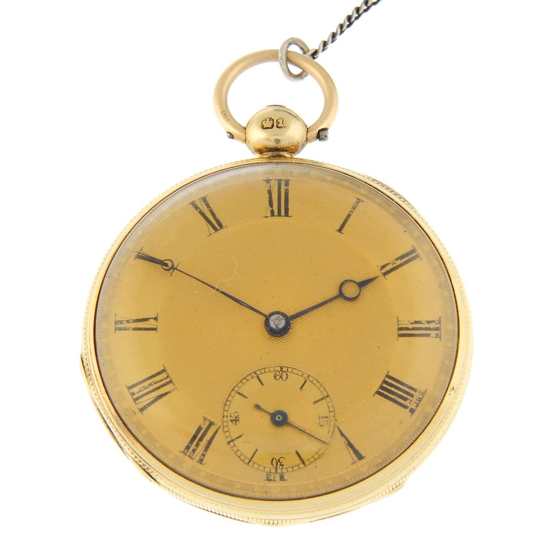 An open face pocket watch by F. B. Adams & Sons.: An open face pocket watch by F. B. Adams & Sons.. 18ct yellow gold case hallmarked London 1849. Case width 43mm. Numbered 141H. Signed key wind three quarter plate movement with ratchet tooth lever es