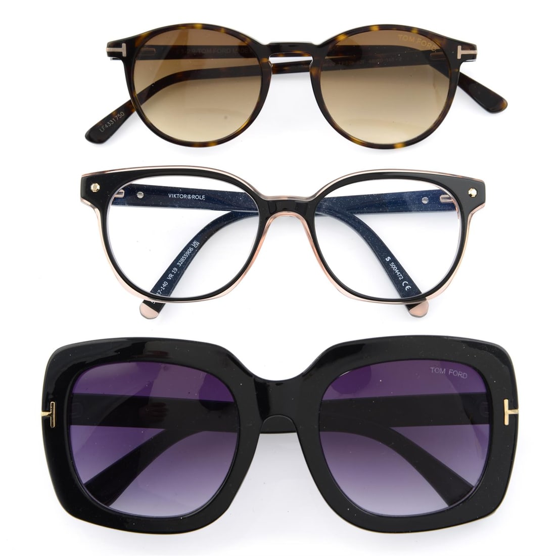 Collection of mixed designers - two pairs of sunglasses prescription glasses.: Collection of mixed designers - two pairs of sunglasses prescription glasses. Tom Ford and Viktor & Rolf. Condition Report: Very good condition. Light signs of use. Condition rep