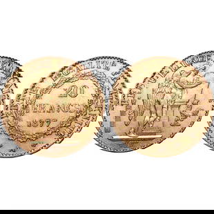 France, Third Republic AV 20 Francs.: France, Third Republic AV 20 Francs. Paris mint, 1877. Engravers: Augustin Dupré & Henri-Auguste Patey; Mint masters: Désiré-Albert Barre & Alfred Renouard de Bussière. REPUBLIQUE