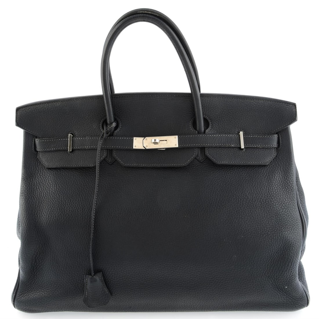 Hermès - Togo Birkin 40.: Hermès - Togo Birkin 40. Palladium hardware. Dated 2010. 40 x 20 x 26cm. Includes maker's dust bag, lock, and keys. Condition Report: Fair condition, in keeping with age. Scuffing to hardware and