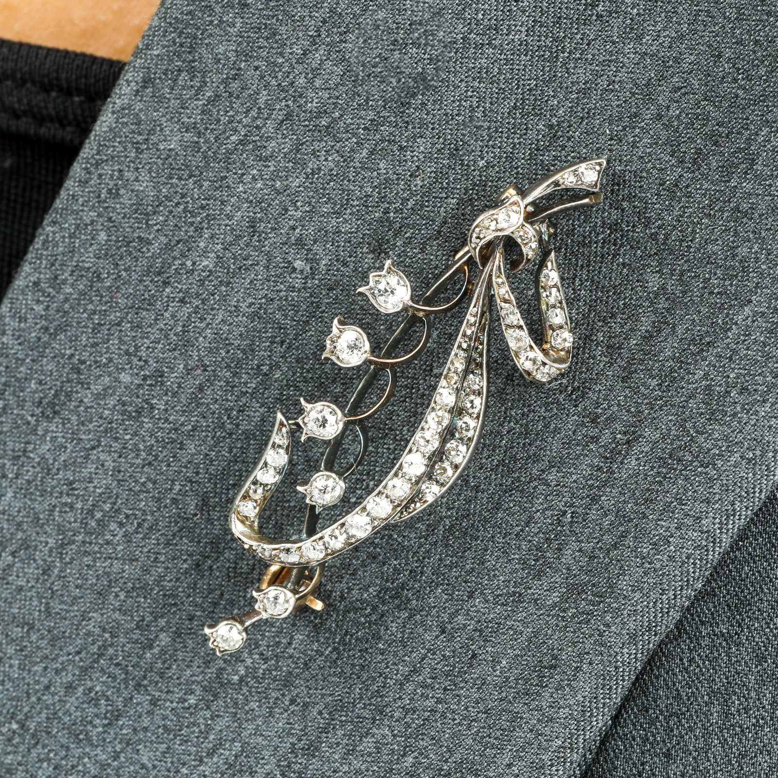 19th century diamond Lily of the Valley brooch (1 of 3)
