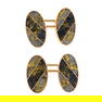 A pair of early 20th century 14ct gold gold-bearing quartz cufflinks, by Shreve & Co.Signed Shreve &