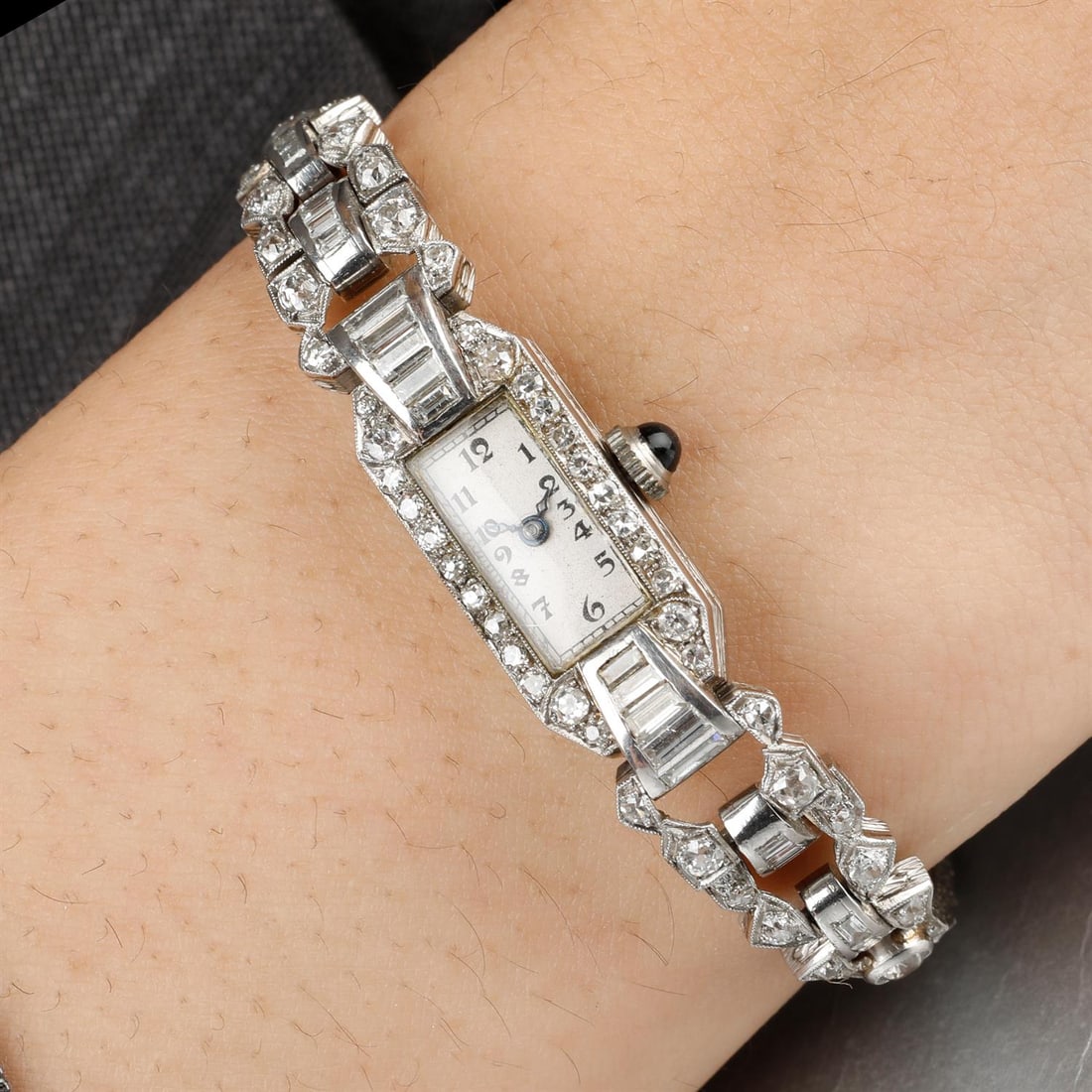 Art Deco platinum diamond watch (1 of 5)
