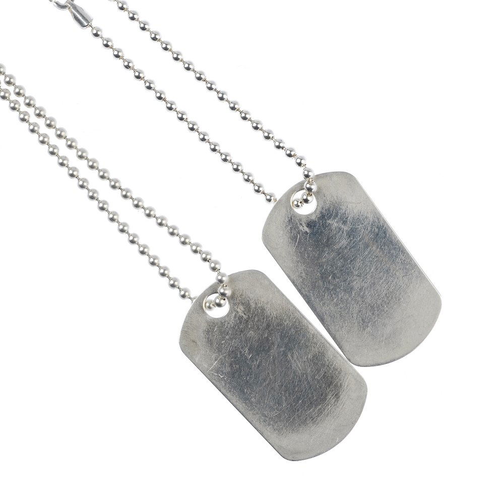 A selection of jewellery.: * A selection of jewellery. Two include two dog tag pendants, a bead-link bracelet, two silver la Rocks heart design rings and two La Rocks silver belcher-link bracelets with suspended heart charms. F