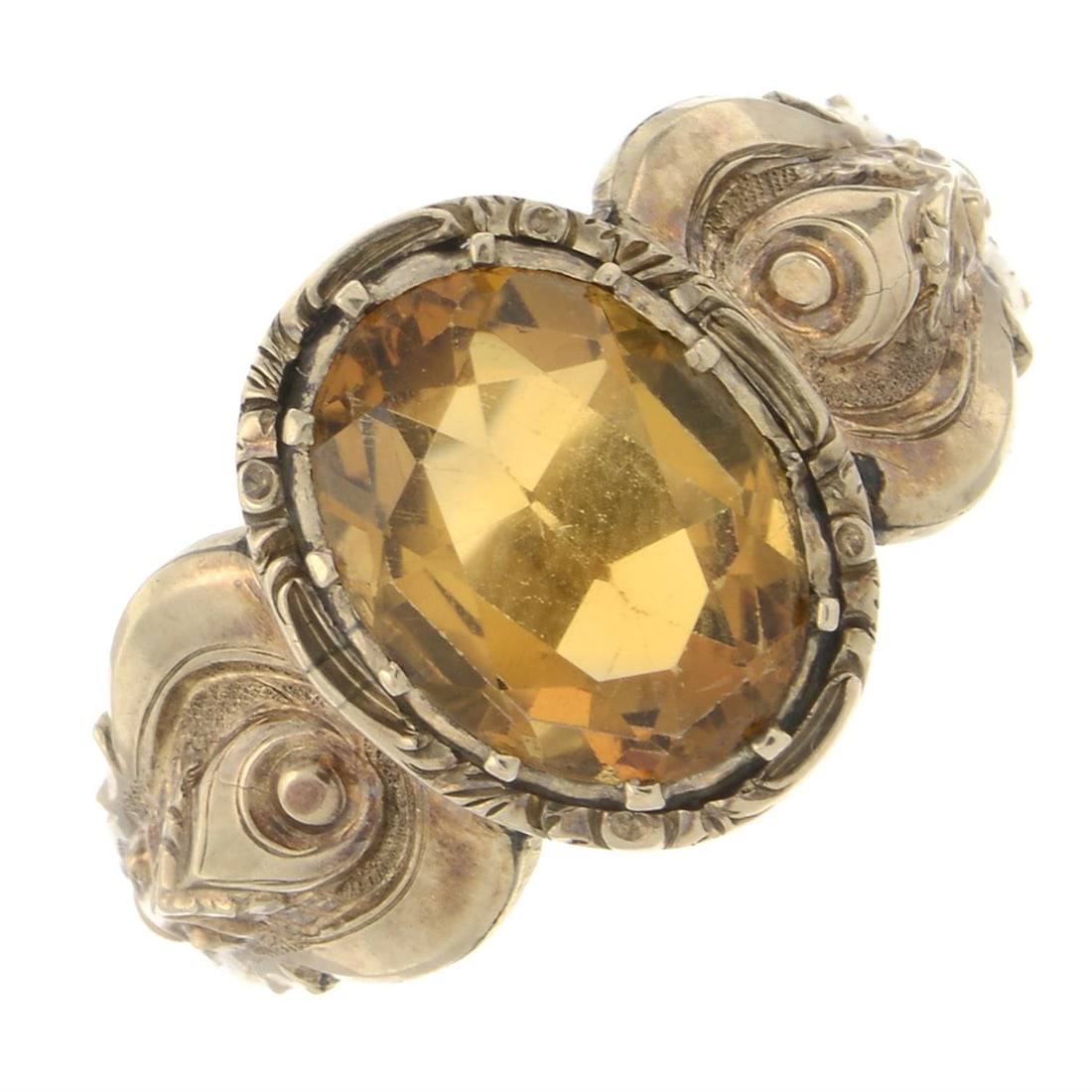 Late Georgian citrine single-stone ring: A late Georgian citrine single-stone ring.