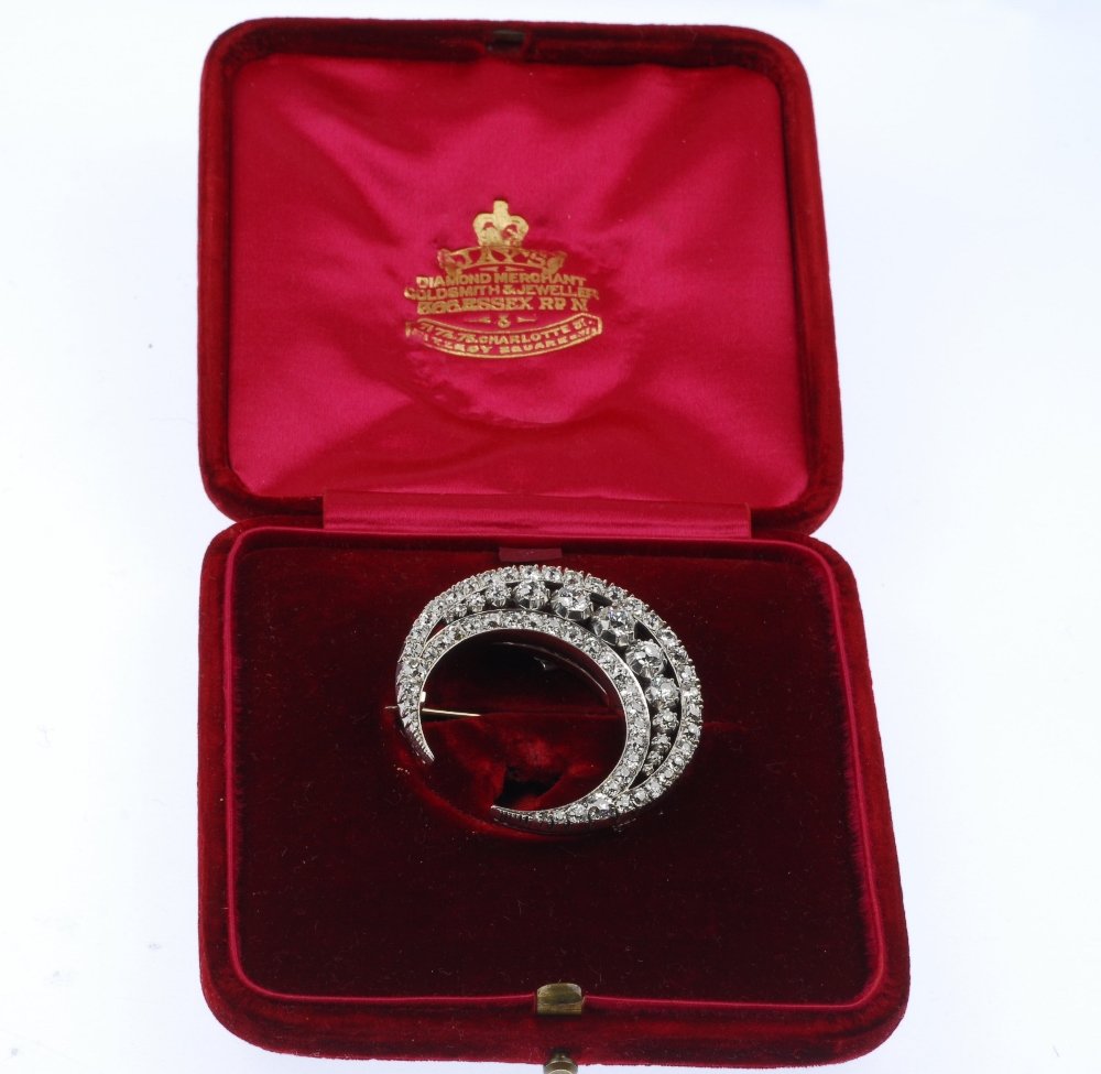 An early 20th century diamond crescent brooch. - 4