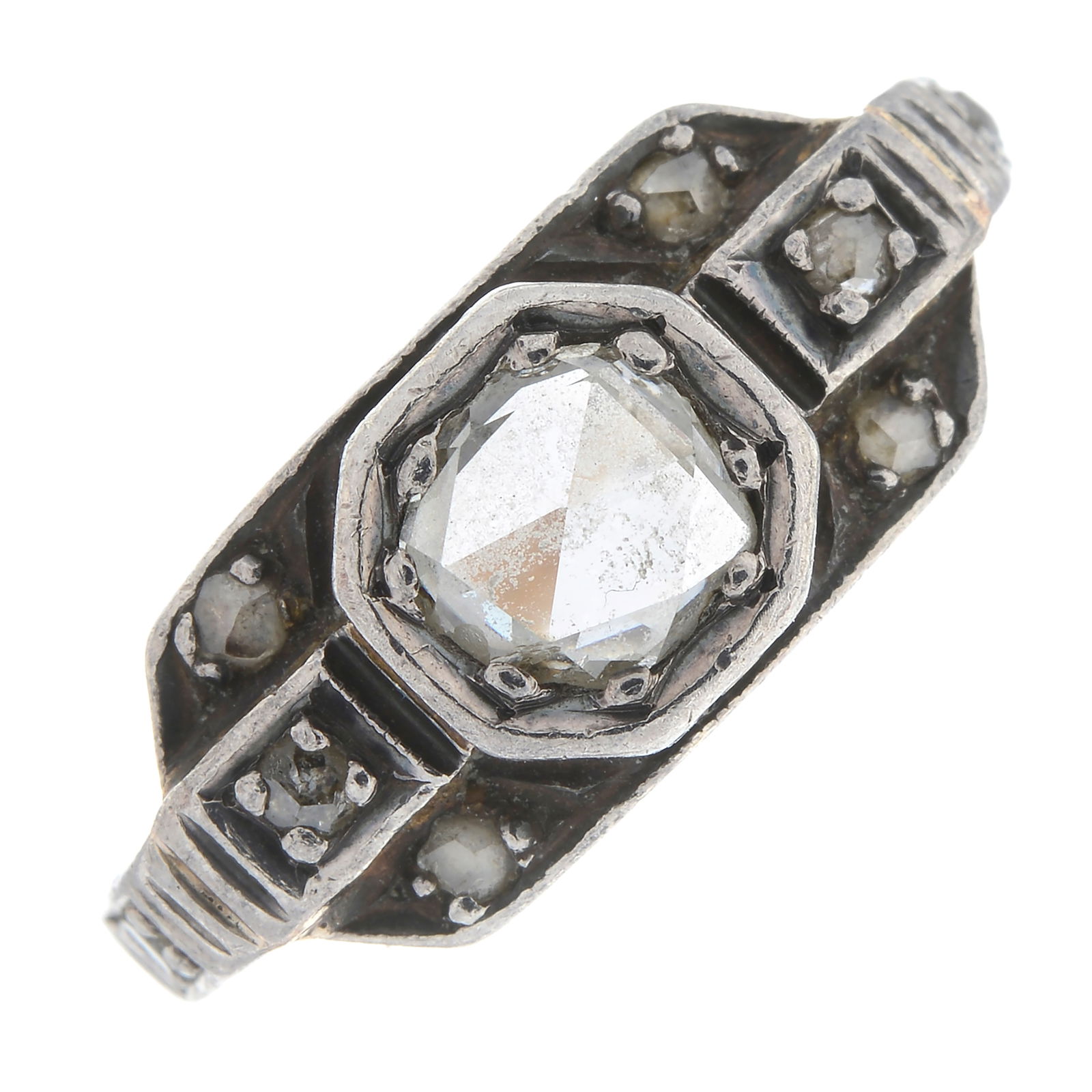 Rose-cut diamond geometric ring (1 of 4)