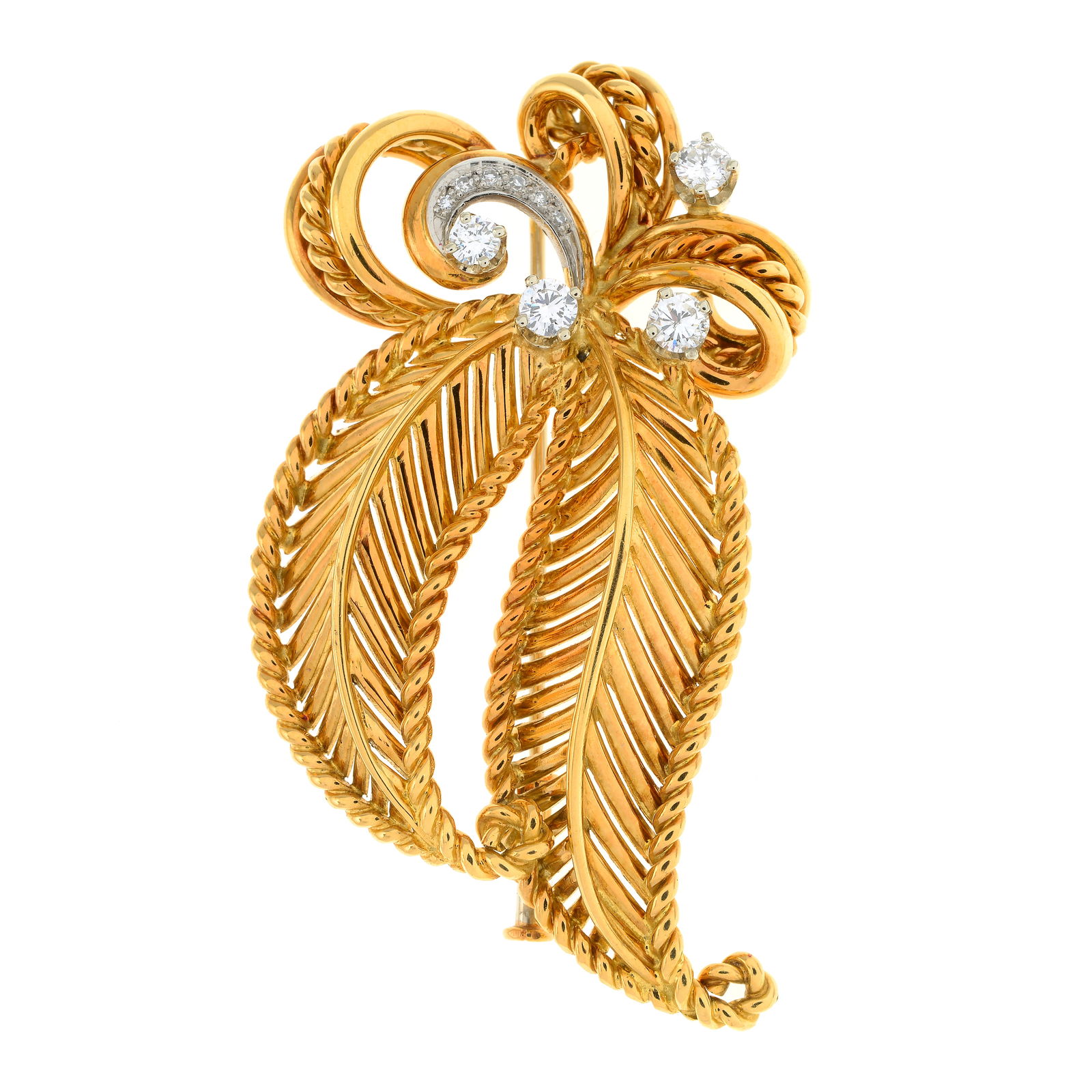 Mid 20th century diamond brooch, by Carl Bucherer: Diamonds estimated G-H colour, VS-SI clarity.Stamped 750.