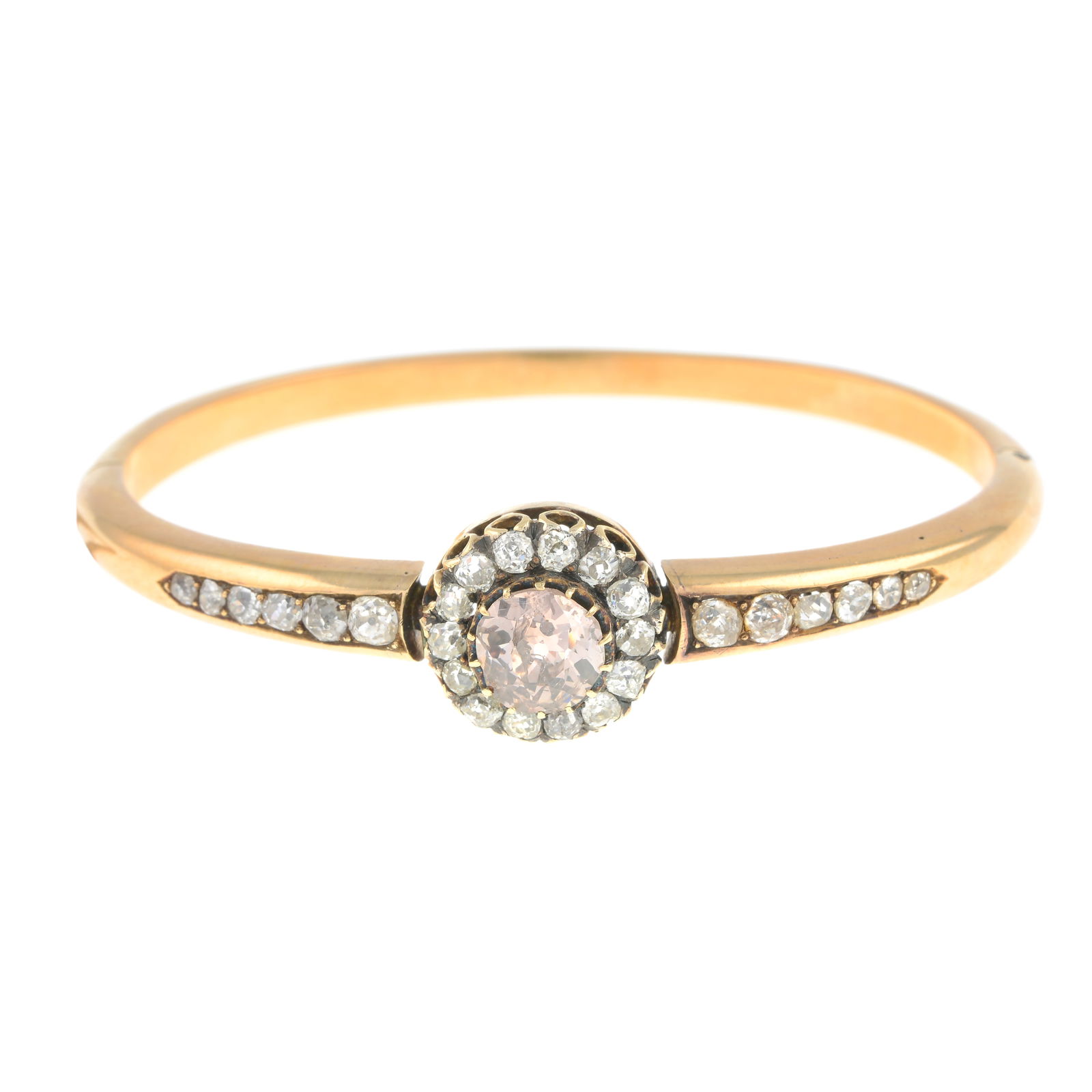 Victorian gold diamond cluster bangle (1 of 4)
