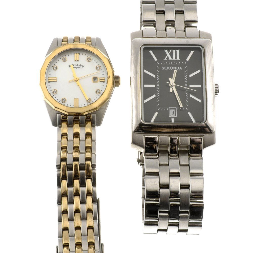 A group of ten wrist watches.: A group of ten watches recommended for repair, to include Rotary, Citizen, DKNY, etc.