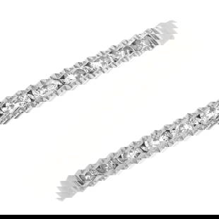 Palladium diamond half eternity ring: Palladium diamond half eternity ring Hallmarks for Edinburgh. Condition Report: Some surface scratches/wear. Diamonds appear bright and well matched. Individual size and setting of diamonds prev