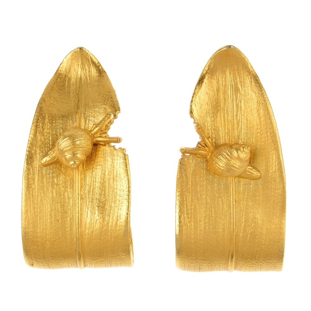 A selection of costume jewellery.: A selection of costume jewellery, to include a pair of leaf earrings with snail detail and a colourless and a pair of green paste curved panel ear clips. (18).