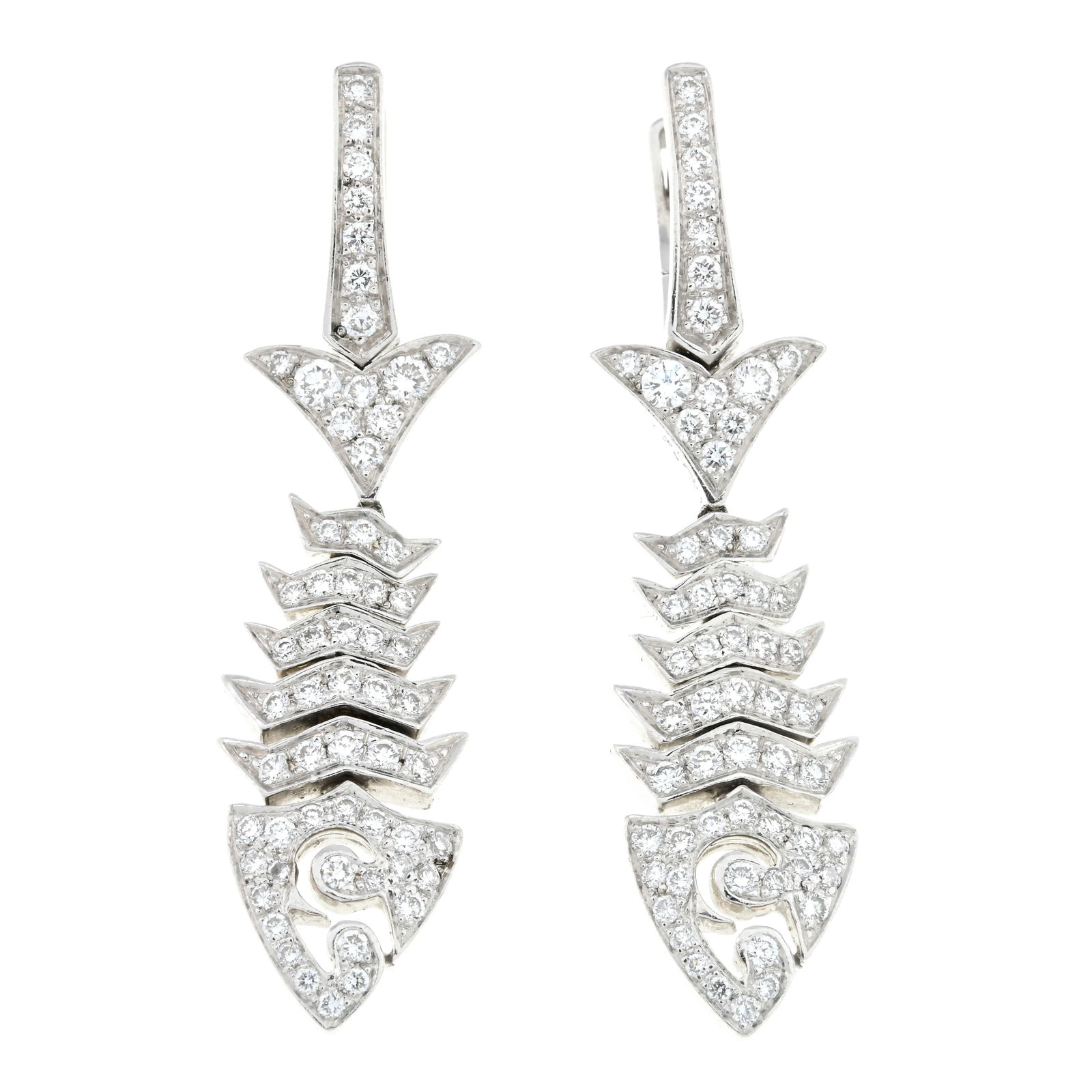 'Jewels Verne Fish' earrings, by Stephen Webster: Diamonds estimated G-H colour, VS clarity.?Hallmarks for London.?