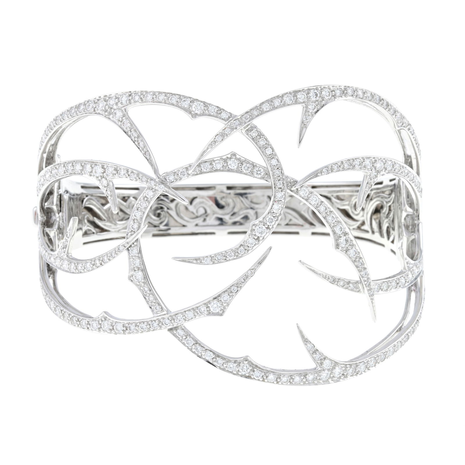 Diamond 'Thorns' bangle, by Stephen Webster: Diamonds estimated G-H colour, VS clarity.Hallmarks for London.