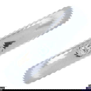 Platinum diamond ring, Tiffany & Co.: Platinum diamond ring, Tiffany & Co.   'Classic wedding band&rsquo; ring, set with a 'Lucida-cut' diamond, by Tiffany &amp; Co.