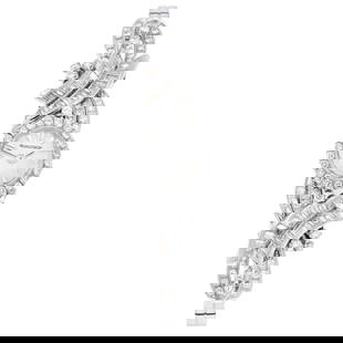 Diamond cocktail watch, by Jaeger-LeCoultre: Diamonds estimated G-H colour, VS-SI clarity.Swiss marks, stamped 18K.