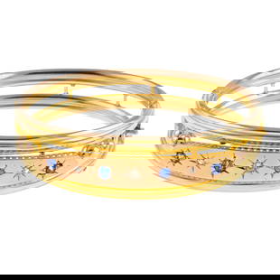 Victorian 9ct gold sapphire and diamond bangle: Hallmarks for Birmingham. 