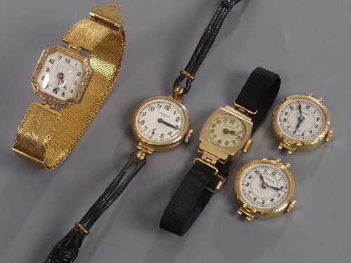 Five early 20th century ladies watches: Five early 20th century ladies watches to include a Waltham and two Medana watch heads.