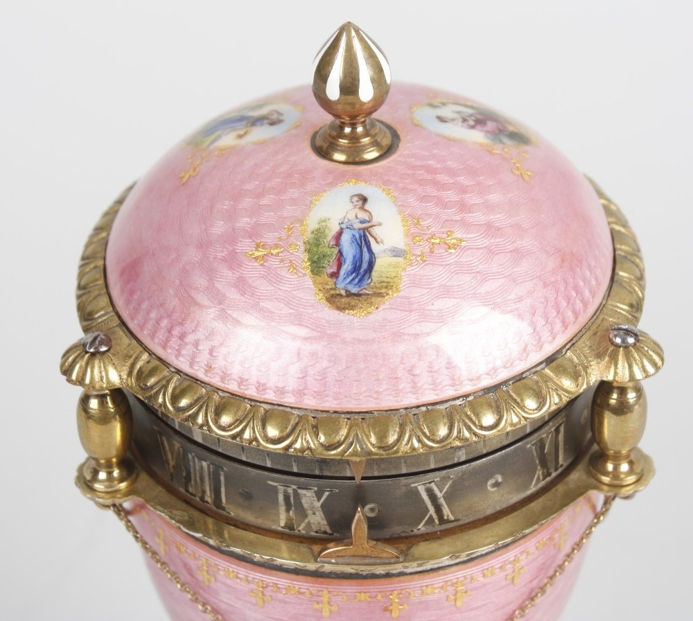 A fine Austrian enamel urn-form rotary clock - 2
