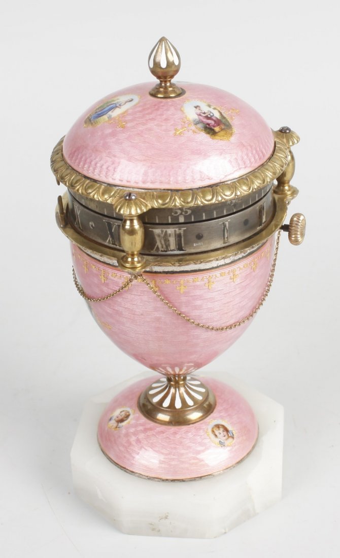 A fine Austrian enamel urn-form rotary clock - 3