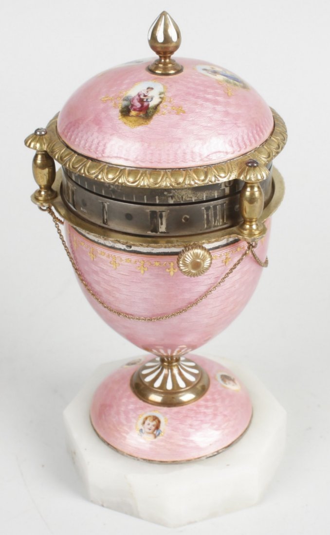 A fine Austrian enamel urn-form rotary clock - 4