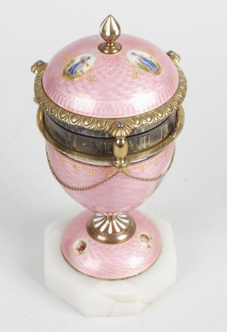 A fine Austrian enamel urn-form rotary clock - 5