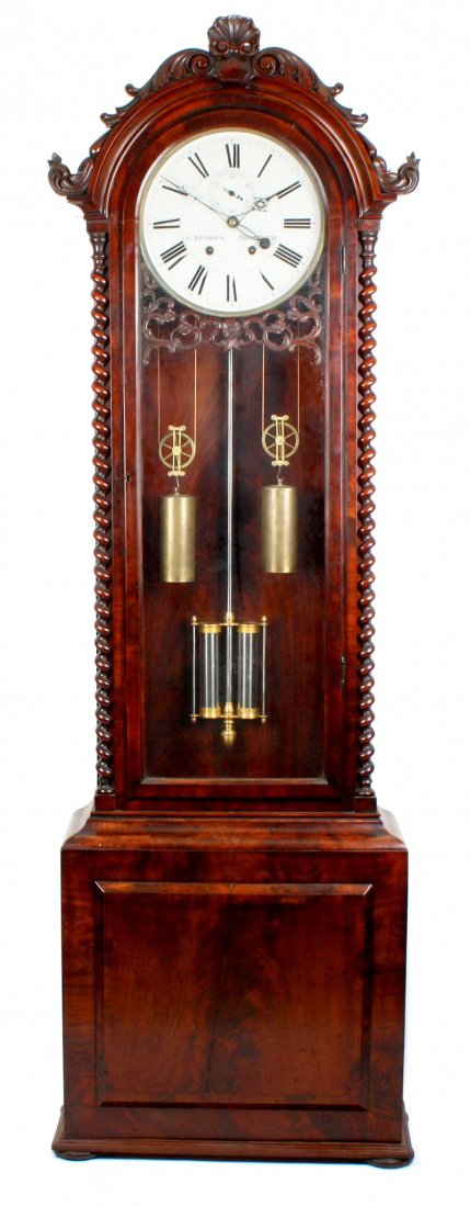 A Victorian mahogany-cased two-weight regulator longcas