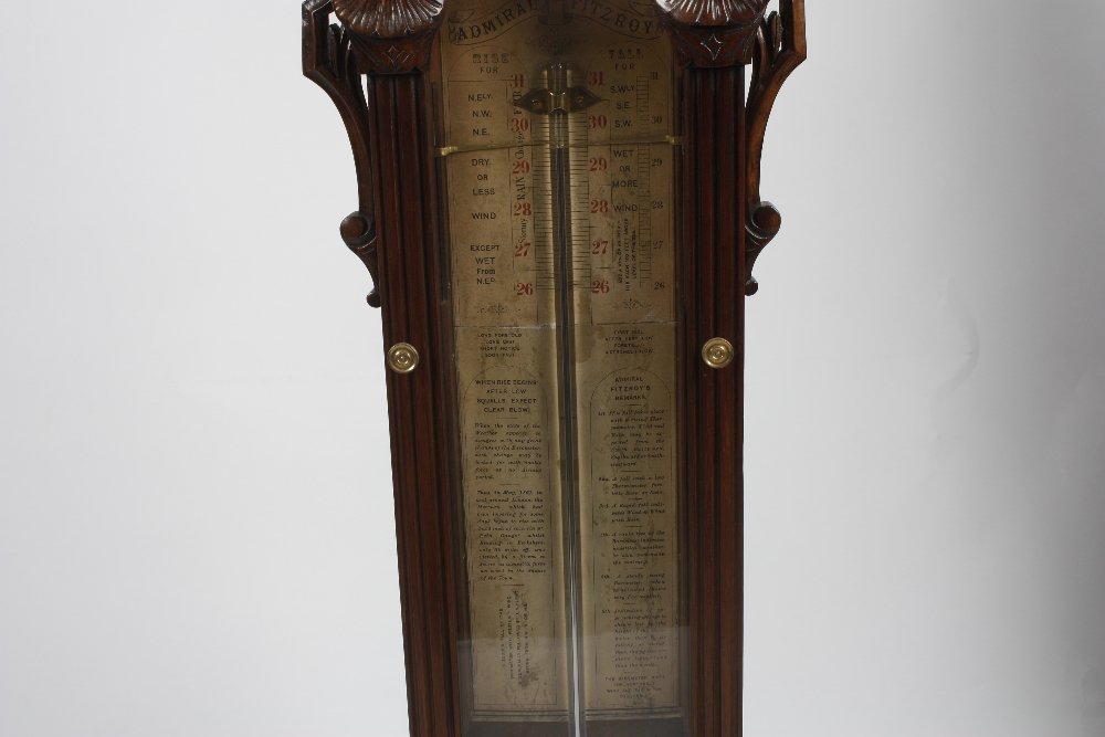 A Victorian carved walnut 'Admiral Fitzroy' barometer - 3