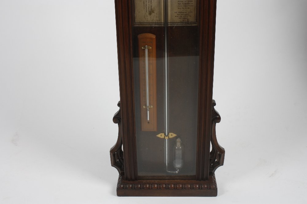 A Victorian carved walnut 'Admiral Fitzroy' barometer - 4