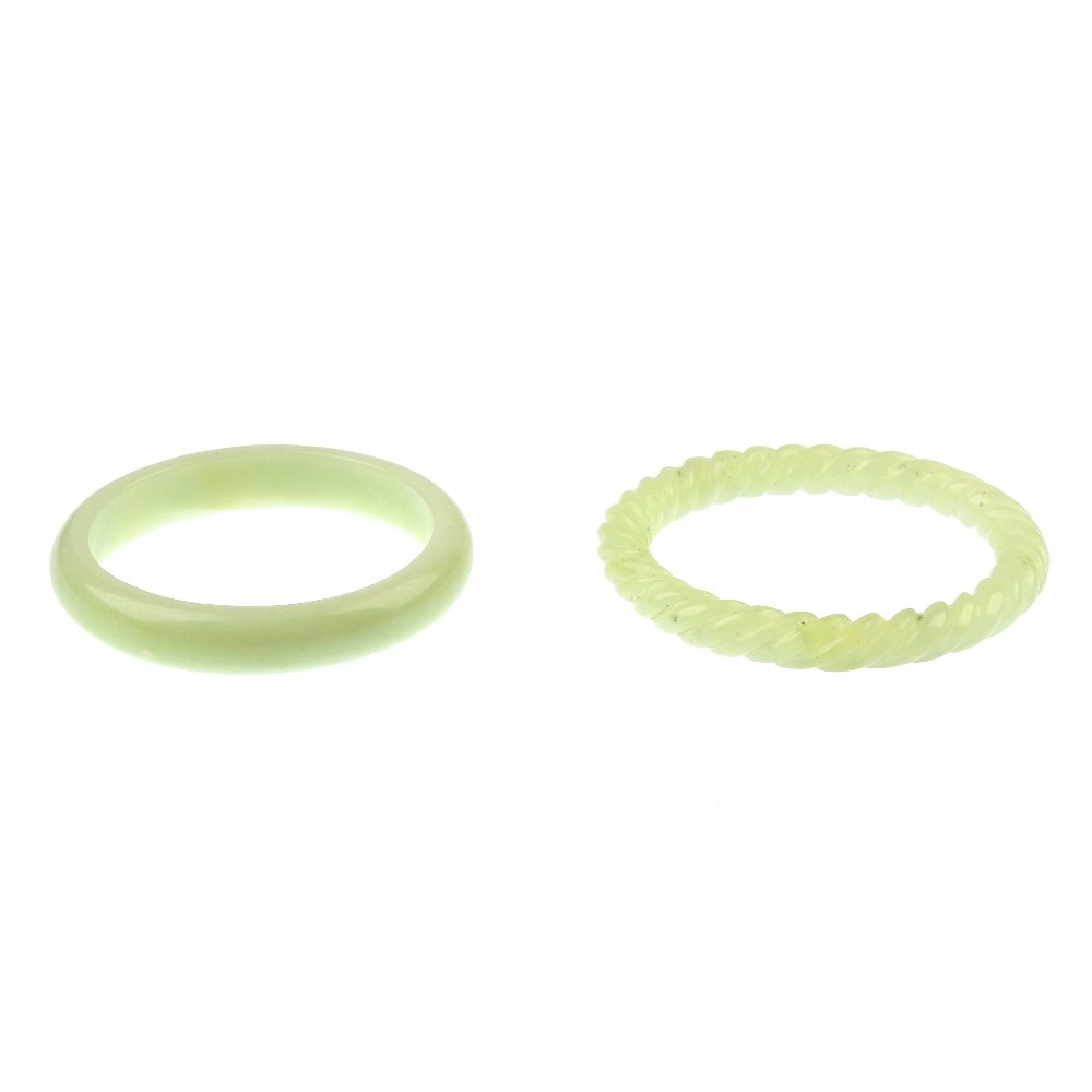 Five jade bangles.