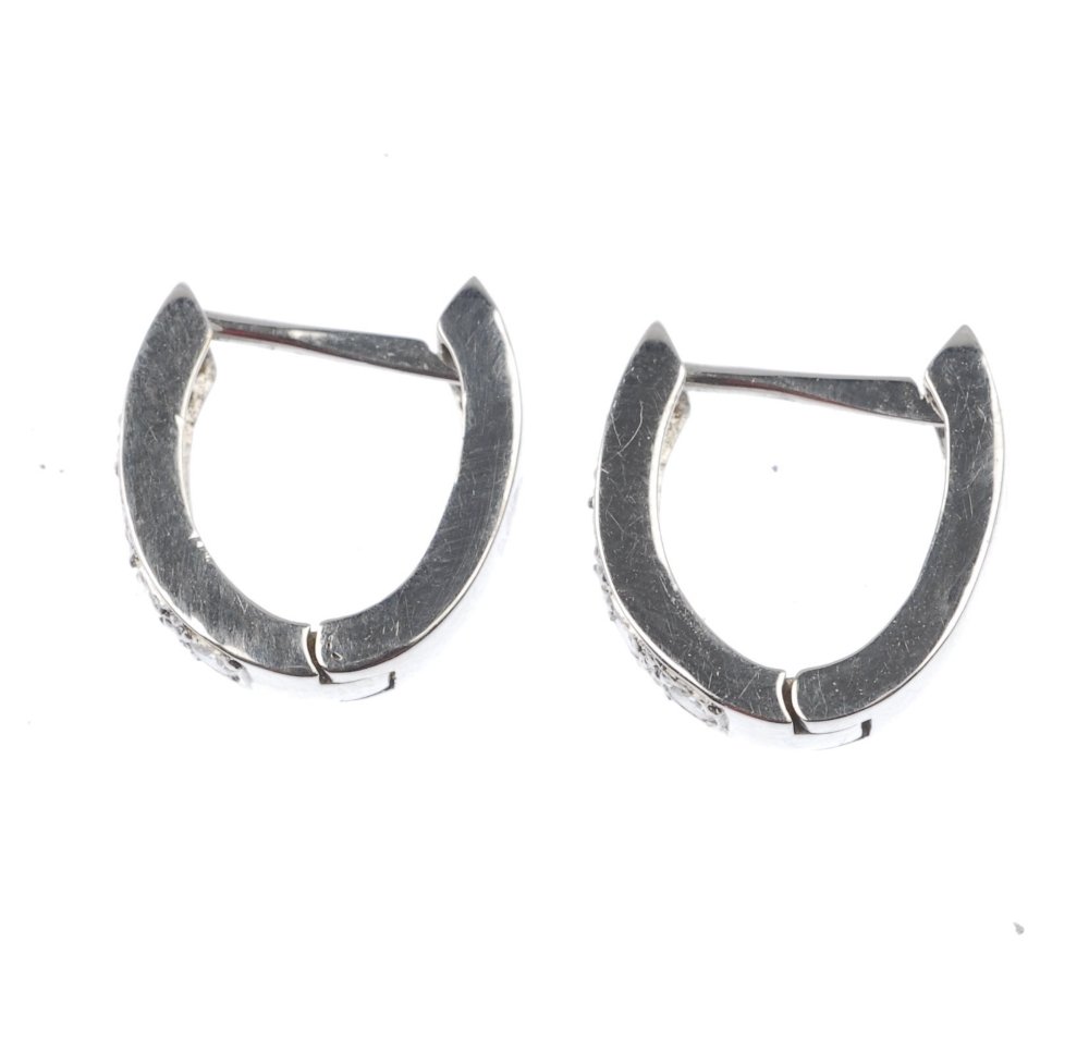A pair of diamond ear hoops. - 2