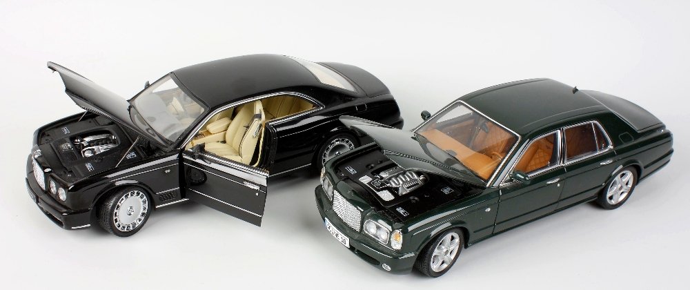 Five Minichamps 1:18 scale die cast model Bentley's: Five Minichamps 1:18 scale die cast model Bentley's to include, Bentley Continental GTC 2006, Bentley Brooklands 2008, Bentley Arnage T 2002, each in original box