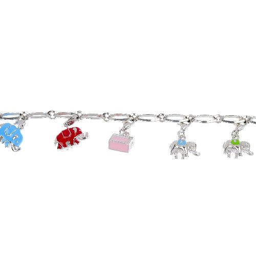 A selection of enamelled charm bracelets, bangles and: A selection of five fancy-link bracelets, each comprising a number of enamelled charms, together with four silver bangles with textured foliate design and an ingot pendant with chain. Hallmarks for si
