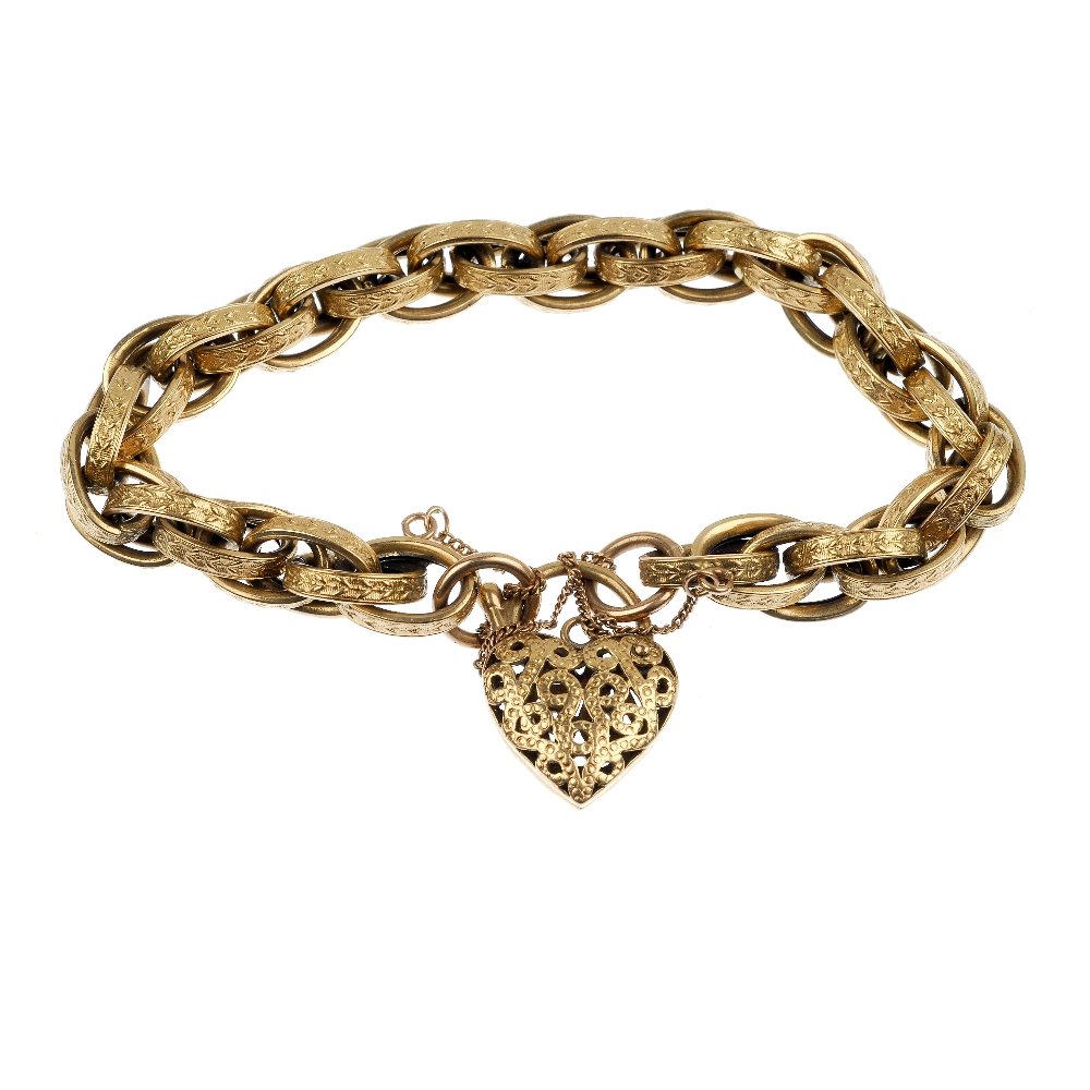 (6724) A selection of pendants and chains.: (6724) A selection of pendants and chains. To include three variously designed gem-set pendants, two Figaro-link necklaces and two belcher-link chains, together with seven vari-link bracelets. Nine wi