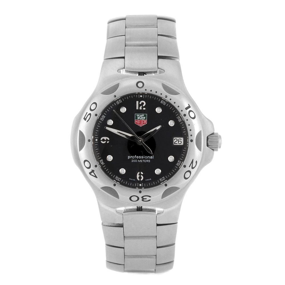 TAG HEUER - a gentleman's Kirium bracelet watch.: TAG HEUER - a gentleman's Kirium bracelet watch. Reference WL1112-0, serial PC3272. Signed quartz calibre 1.99. Black dial with luminous hour markers and quarterly Arabic numerals, date aperture to th