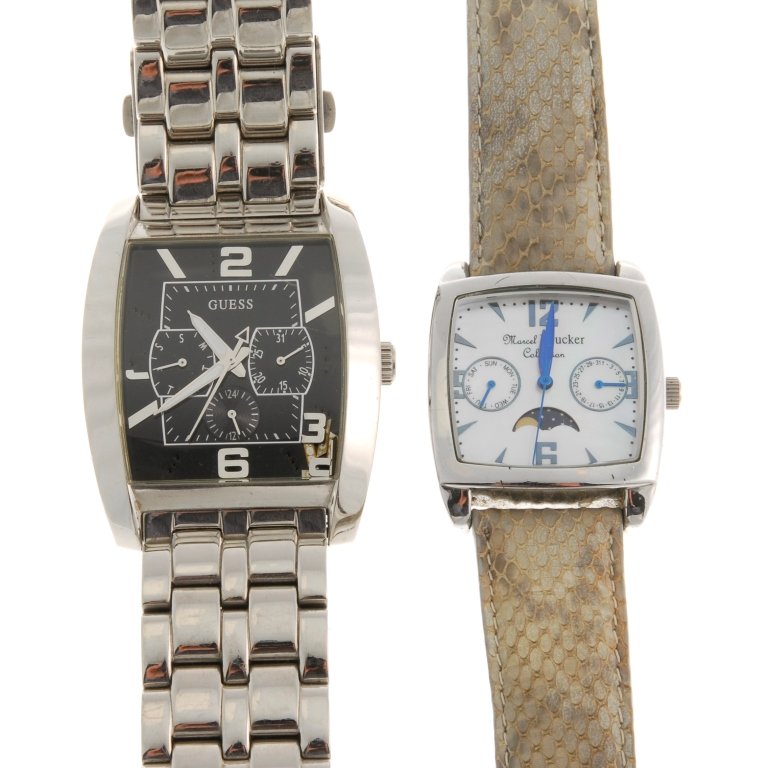 A bag of various wrist watches.: A bag of various wrist watches, to include examples by DKNY and Guess. All recommended for spares and repair purposes only. Approximately 70.