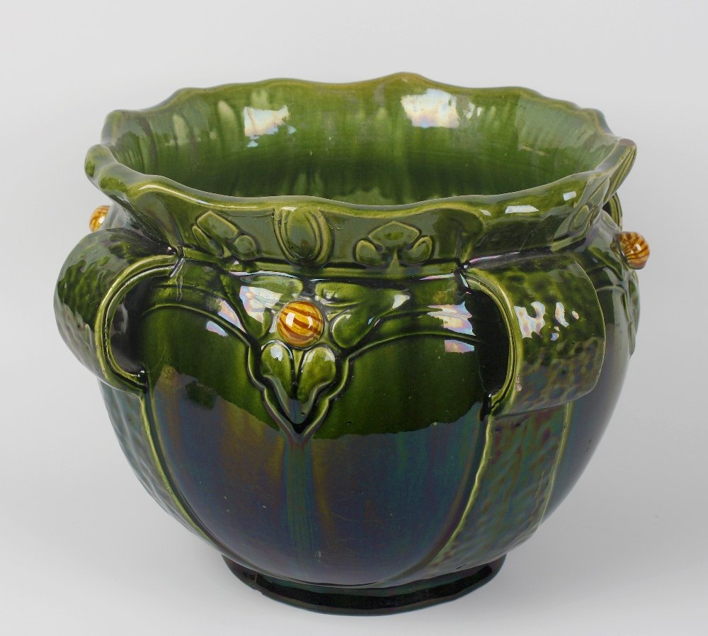 A Bretby majolica pottery jardiniere or planter - Jun 30, 2014