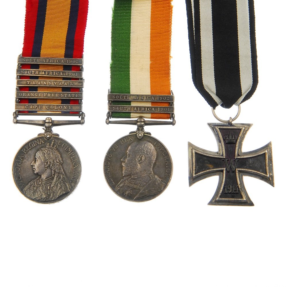 Queen's South Africa Medal, etc.: Queen's South Africa Medal, five clasps, Cape Colony, Orange Free State, Transvaal, South Africa 1901, South Africa 1902, named to '5720 Pte A. Smith, 2nd RL. W. Kent Regt', name and number correction