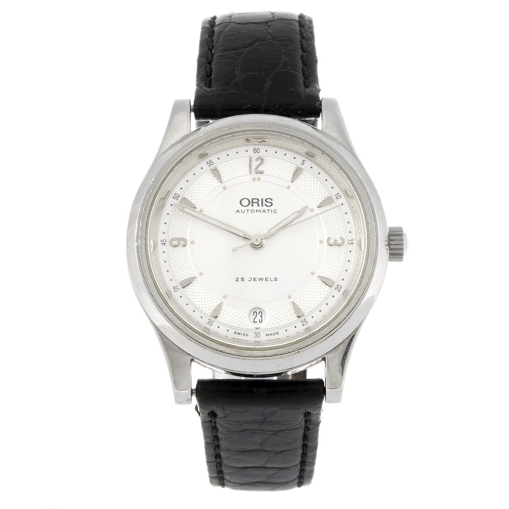 ORIS - a gentleman's Modern Classic wrist watch.: ORIS - a gentleman's Modern Classic wrist watch. Numbered 7490 20 46582. Signed automatic movement. Silvered dial with hour markers, quarterly Arabic numerals, date aperture to six. Stainless steel ca
