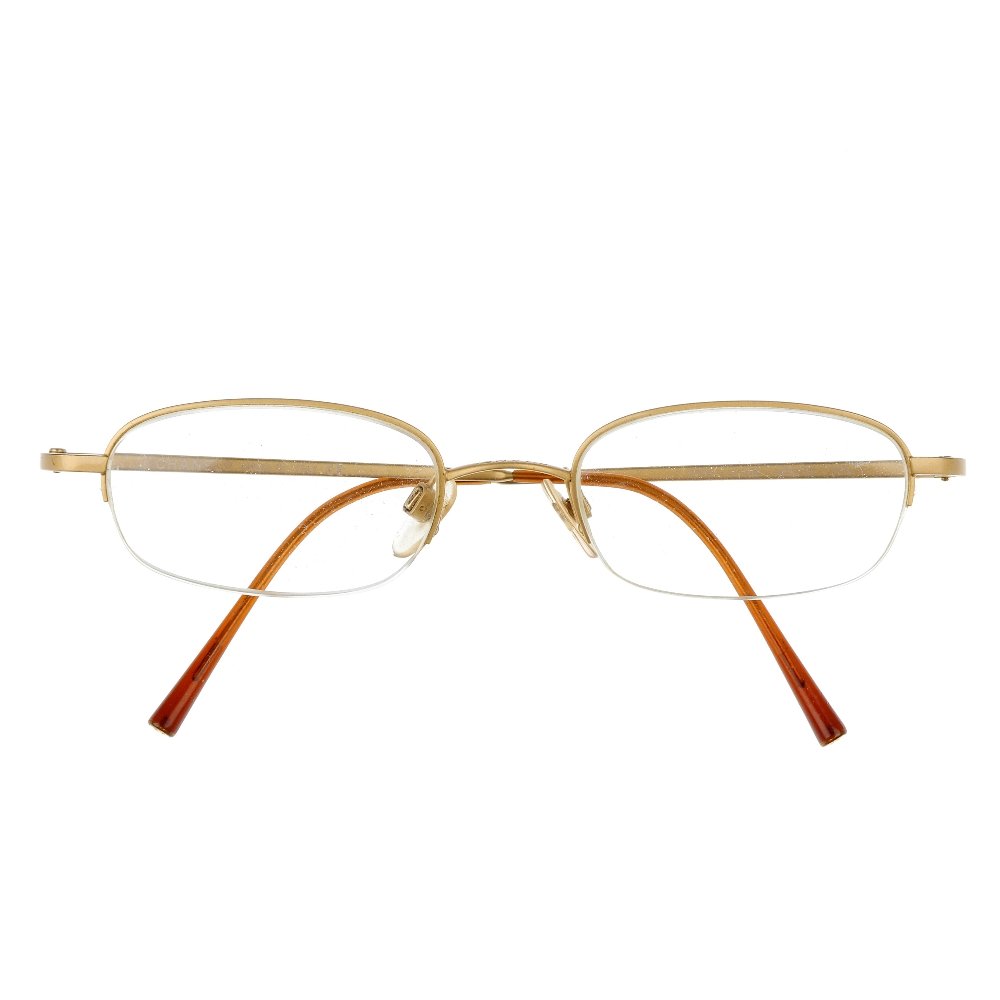 CHANEL - a pair of perscription glasses.: CHANEL - a pair of prescription glasses, with thin gold-tone frames, semi rimless oval shaped lenses and maker's name engrave on the bridge. With unassociated case.